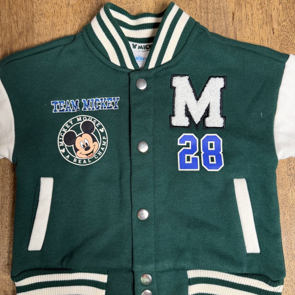 Disney Mickey and Friends Team Mickey 28 Varsity Jacket Green White RYGJ400